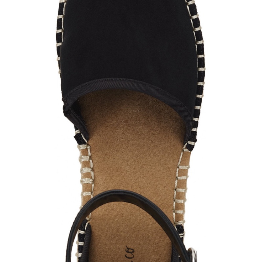 Style & Co. Black and Tan Sandals with Braided Sole and Ankle Strap